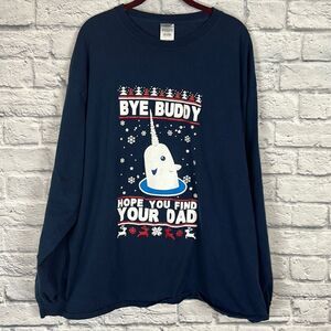 Elf Long Sleeve Narwhal Navy T-shirt Size 2XL Unisex